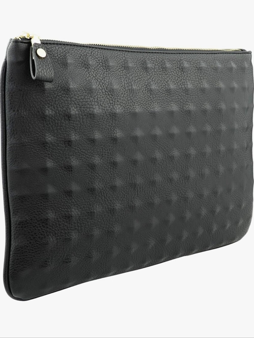 Brentano Black Quilted Pleather Zip Pouch NWT